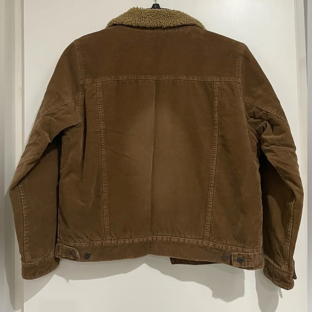 Vintage Old Navy Trucker Jacket M Corduroy Sherpa Lined Work Coat Western Brown